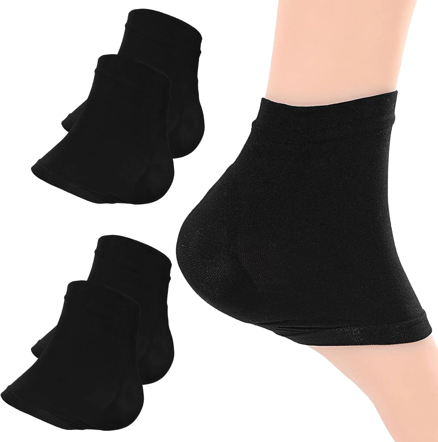 2Pairs Achilles Fasciitis Heel Protector Compression Padded Sleeve Socks Premium Gel Heel Socks Achilles Tendon Support Compression Socks for Bursitis Tendonitis Dry Cracked