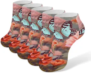5 Pairs Ankle Socks for Women Men,Low Cut Running Athletic Socks,Funny Cute No Show Casual Sports Socks Size 8-12