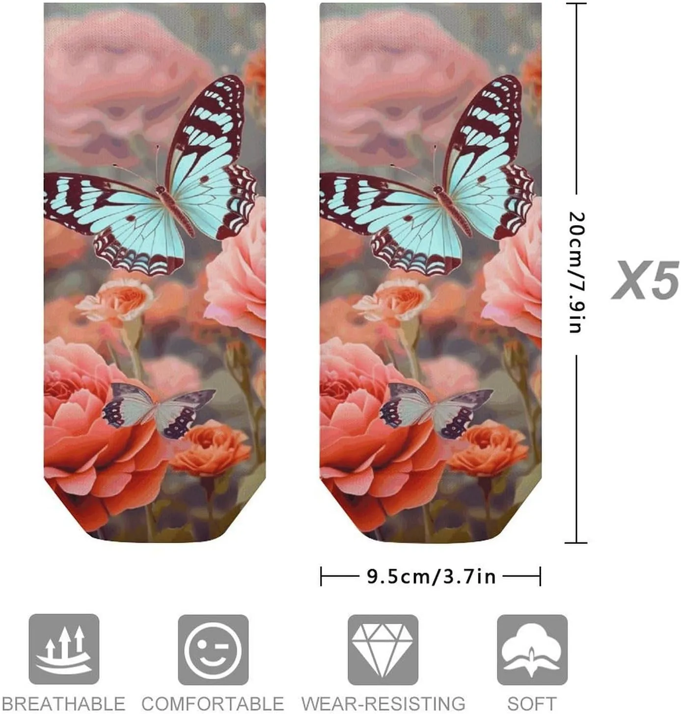 5 Pairs Ankle Socks for Women Men,Low Cut Running Athletic Socks,Funny Cute No Show Casual Sports Socks Size 8-12
