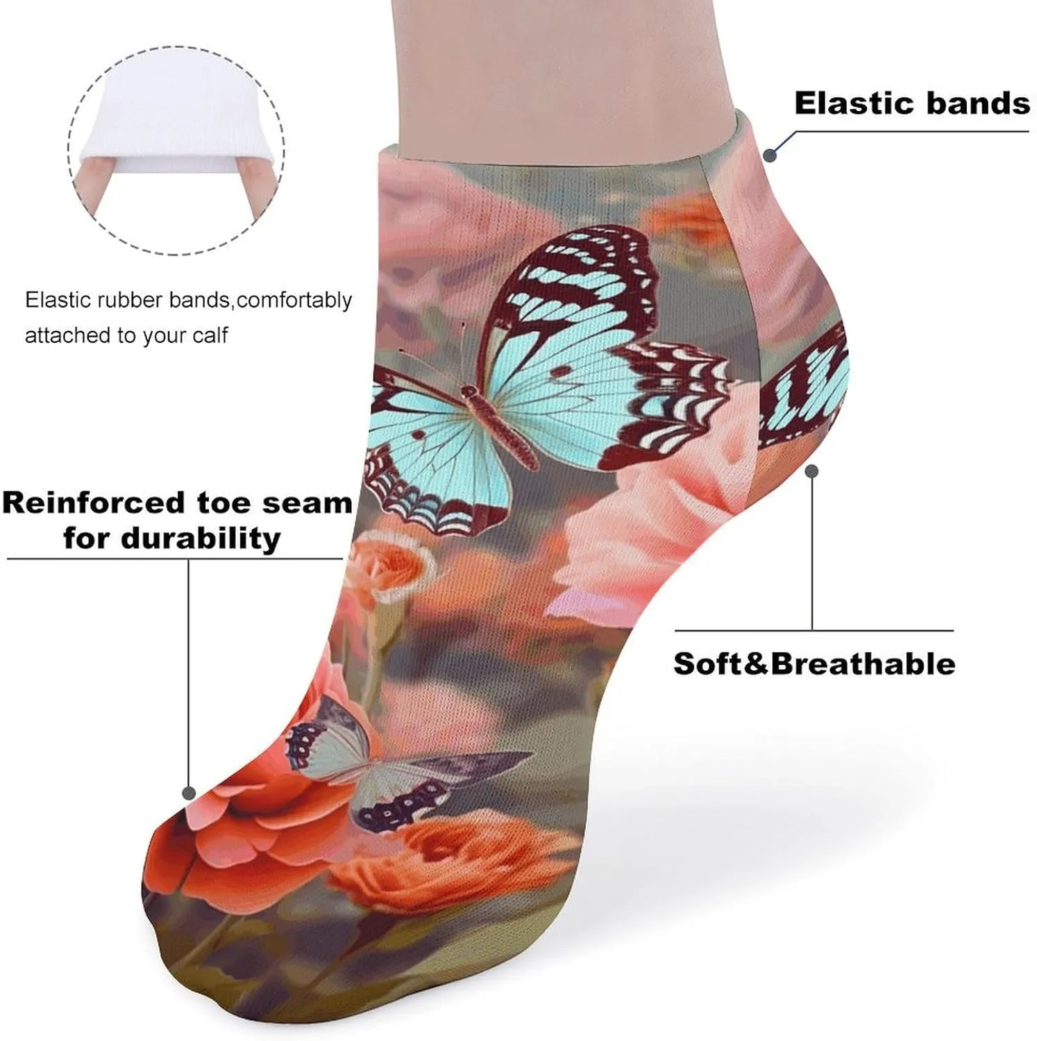 5 Pairs Ankle Socks for Women Men,Low Cut Running Athletic Socks,Funny Cute No Show Casual Sports Socks Size 8-12