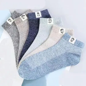 5 Pairs of Men's Summer Thin Socks Cotton mesh Breathable Sports Leisure Fashion Men's Boat Socks