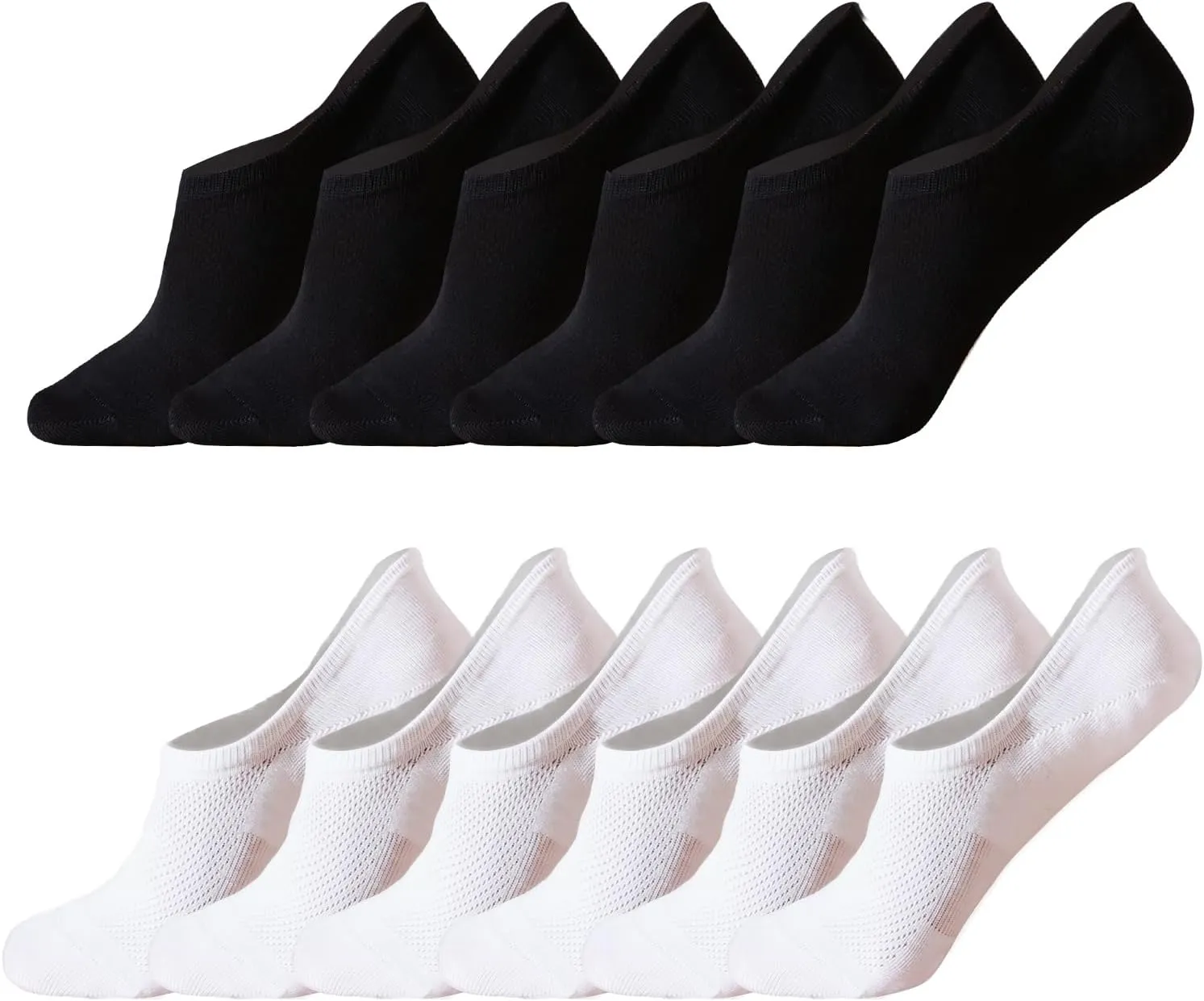6 Pairs No Show Socks Womens Cotton Low Cut Non Slip Casual Socks Invisible Flat Boat Liner Socks (5-9 Size)