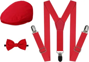 A&J DESIGN Baby Boy Driver Cap, Toddler 3pcs Newsboy Cap & Suspender & Bow Tie 3 Months - 8 Years