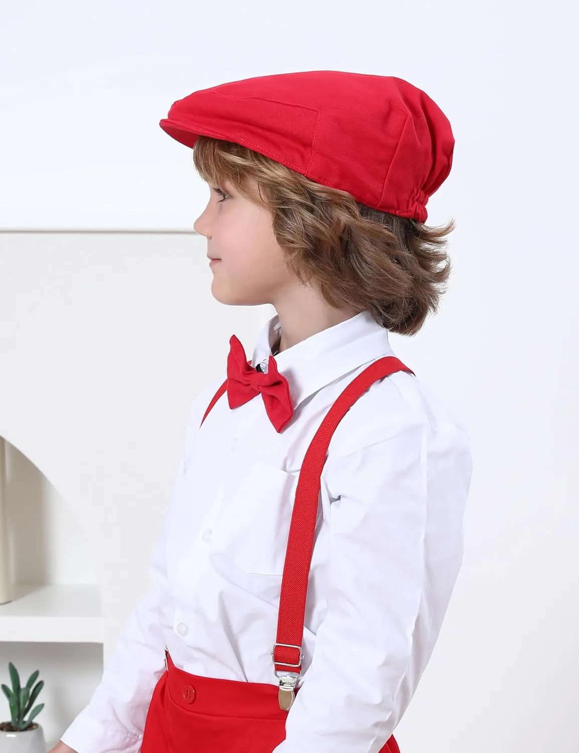 A&J DESIGN Baby Boy Driver Cap, Toddler 3pcs Newsboy Cap & Suspender & Bow Tie 3 Months - 8 Years