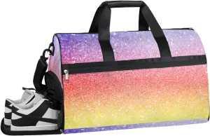 Abstract Rainbowtexture Resistant Sports Gym Bag for Women Men Travel Duffel bag with Wet Pocket & Shoes Compartment Waterproof Weekender Bag 19.7"x9.9"x13"
