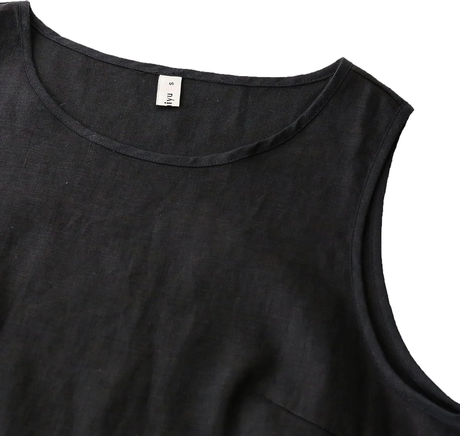 Amazhiyu Womens 100% Linen Tank Tops Casual Crewneck Sleeveless Blouses Summer