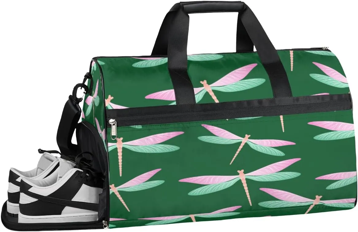 Animal Dragonfly Resistant Sports Gym Bag for Women Men Travel Duffel bag with Wet Pocket & Shoes Compartment Waterproof Weekender Bag 19.7"x9.9"x13"