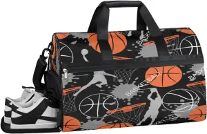 Art Basketball Resistant Sports Gym Bag for Women Men Travel Duffel bag with Wet Pocket & Shoes Compartment Waterproof Weekender Bag 19.7"x9.9"x13"