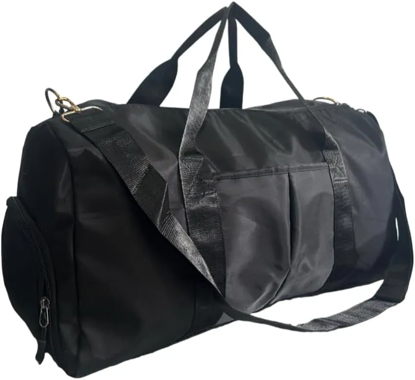 Augbunny Sports Gym Bag with Wet Pocket & Shoes Compartment, Waterproof Shoulder Weekender Bag for Women and Men Lightweight Travel Duffel Tote, Black, Large