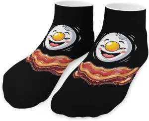 Bacon & Fried Egg Printed Ankle Socks No Show Sock Low-Cut Athletic Socks for Men Women 1 Pair