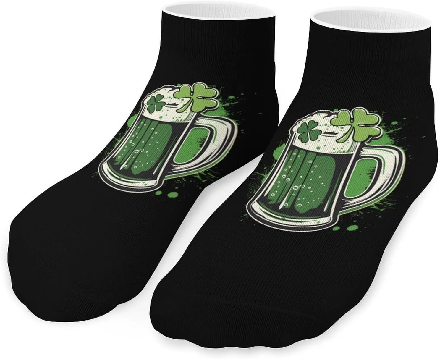 Beer St. Pa-Tricks Clover Printed Ankle Socks No Show Sock Low-Cut Athletic Socks for Men Women 1 Pair
