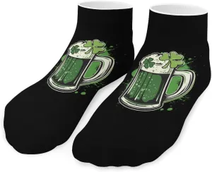 Beer St. Pa-Tricks Clover Printed Ankle Socks No Show Sock Low-Cut Athletic Socks for Men Women 1 Pair