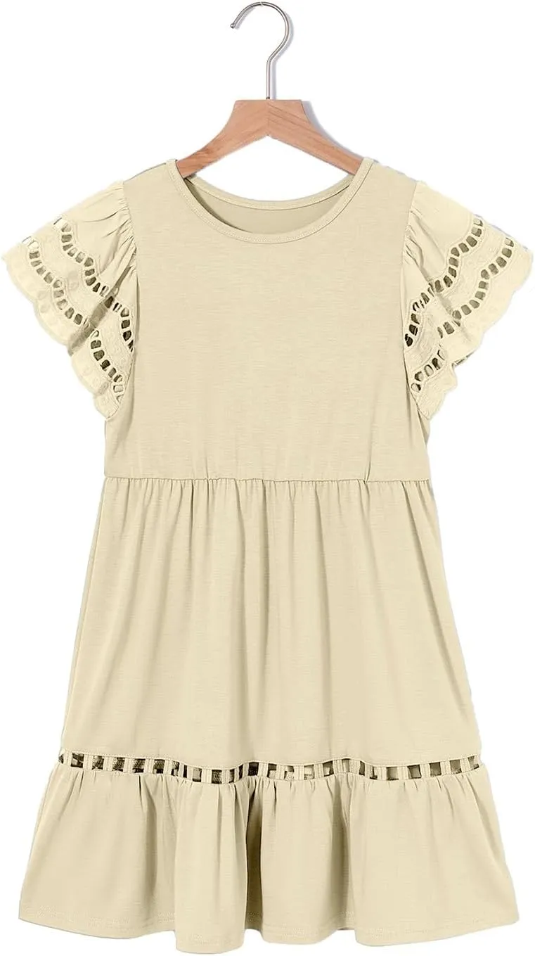 blibean Tween Girls Embroidery Sleeve Dress Summer Outfits 6-15 Years