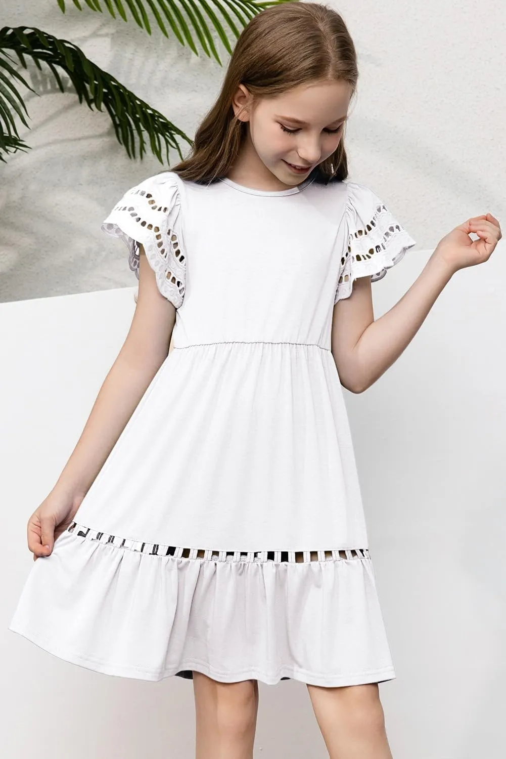 blibean Tween Girls Embroidery Sleeve Dress Summer Outfits 6-15 Years