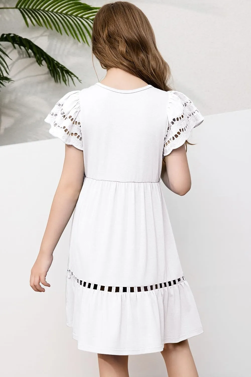 blibean Tween Girls Embroidery Sleeve Dress Summer Outfits 6-15 Years