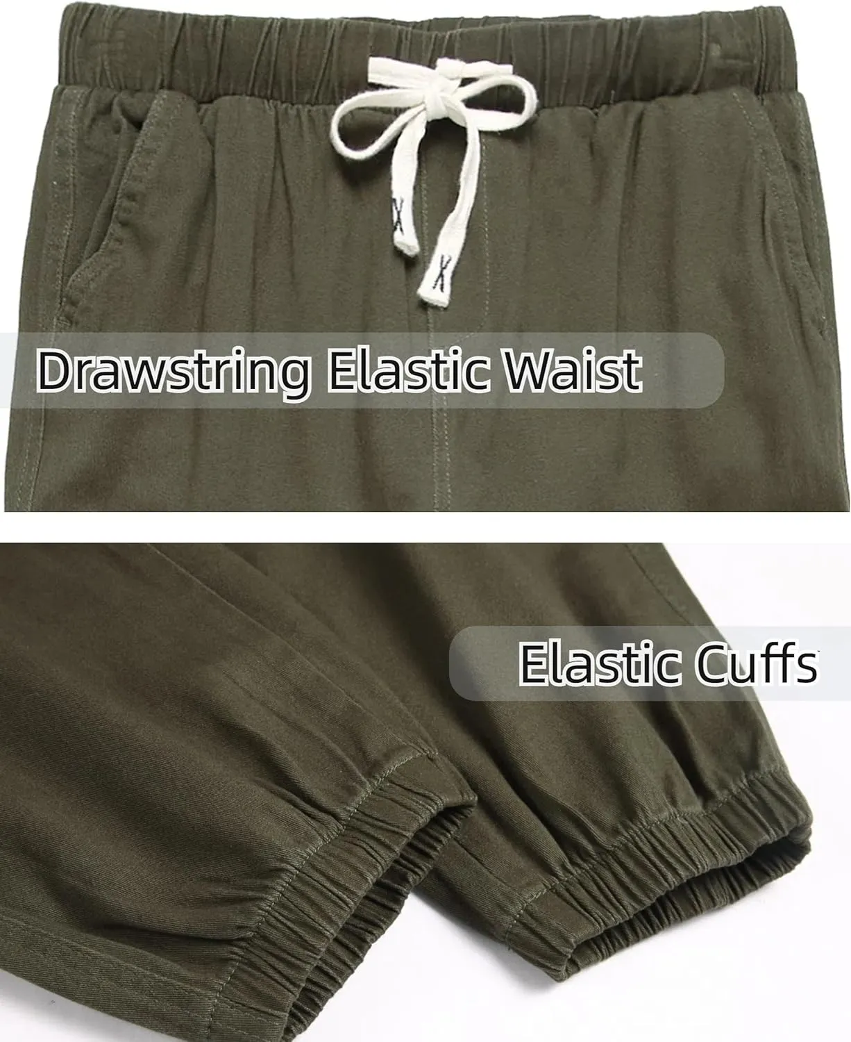 Boy's Cargo Joggers Pants Elastic Waist Casual Drawstring School Outdoor Youth Twill Baggy Pants Size 8-16