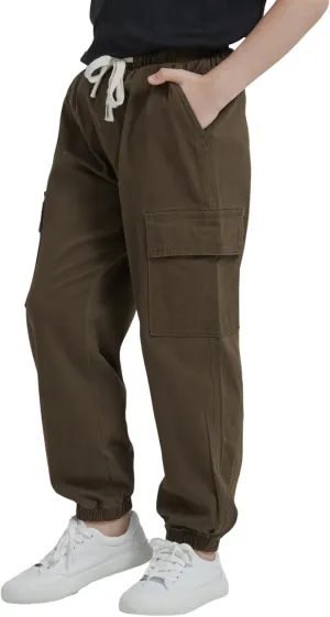 Boy's Cargo Joggers Pants Elastic Waist Casual Drawstring School Outdoor Youth Twill Baggy Pants Size 8-16