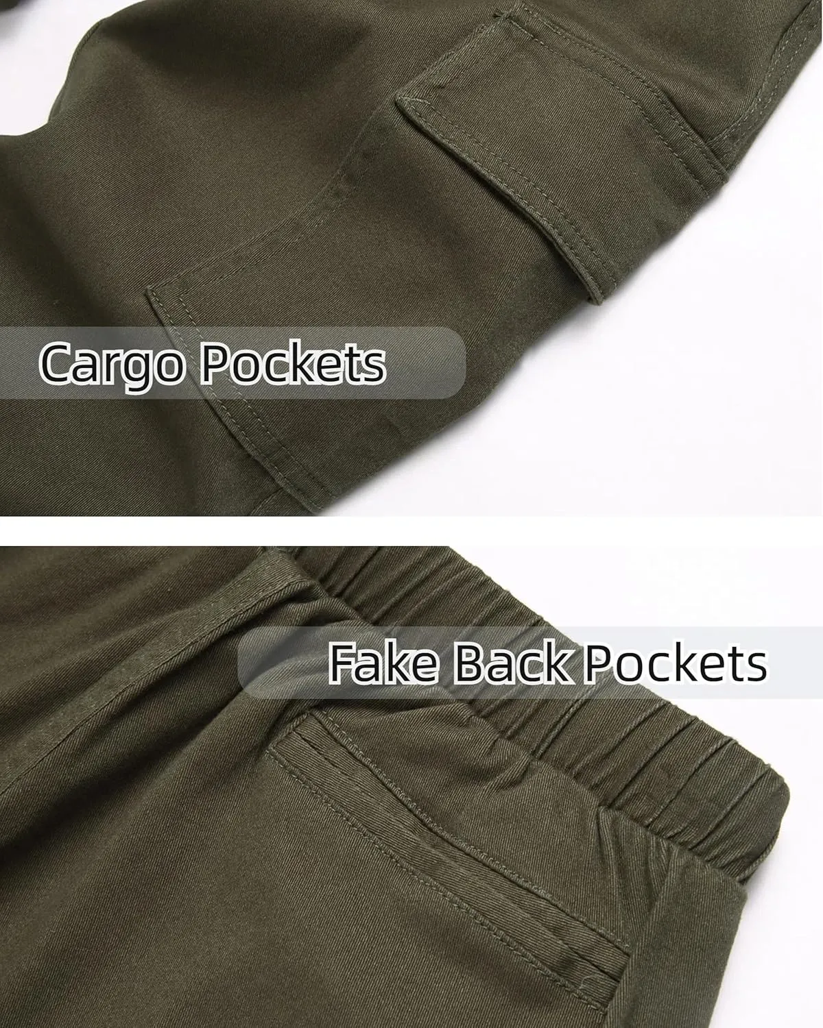 Boy's Cargo Joggers Pants Elastic Waist Casual Drawstring School Outdoor Youth Twill Baggy Pants Size 8-16