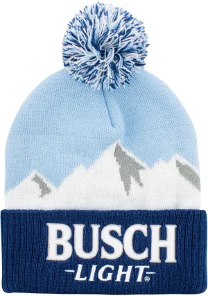 Busch Light Mountain Range Knit Beanie with Pom Multicolor