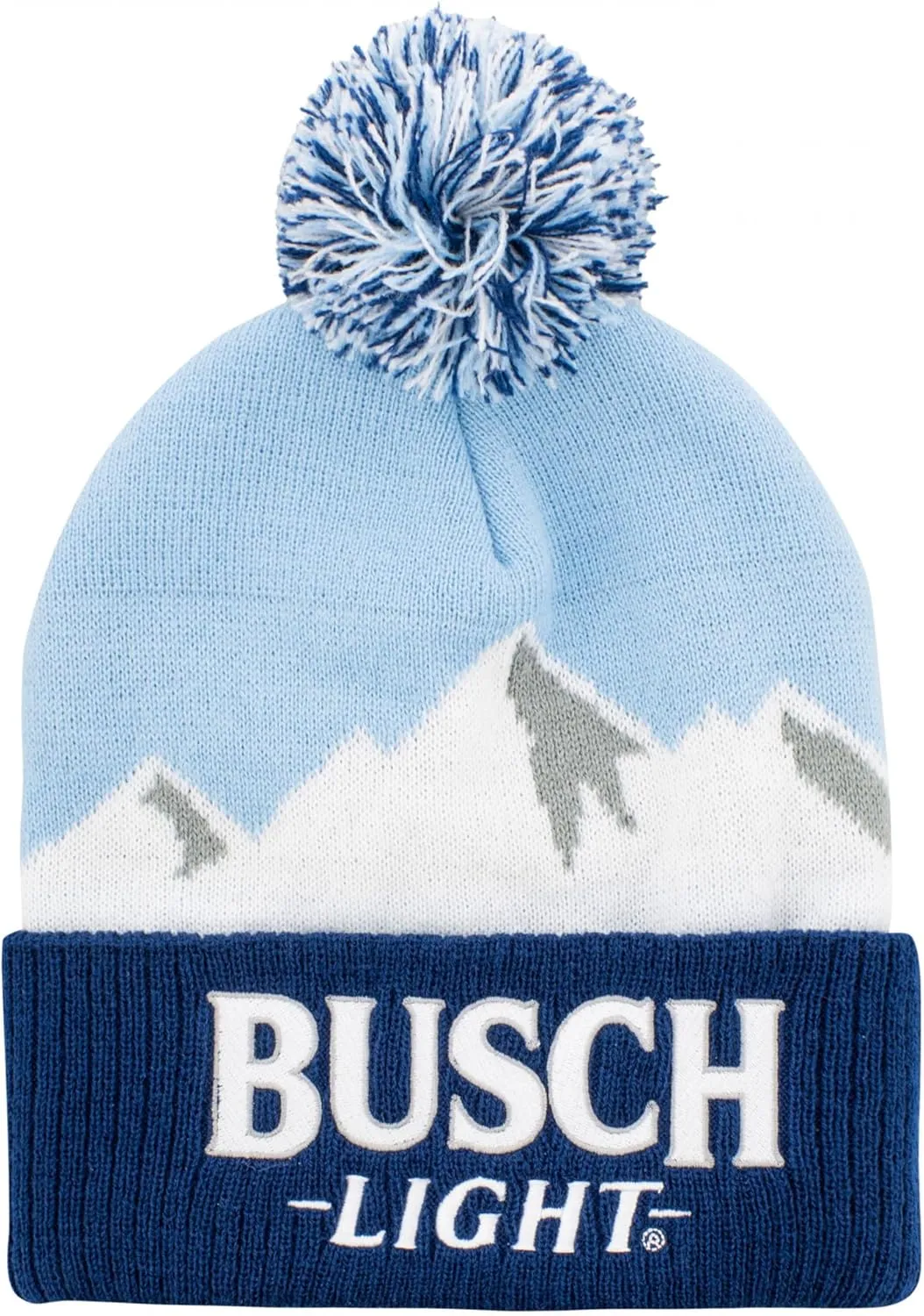 Busch Light Mountain Range Knit Beanie with Pom Multicolor