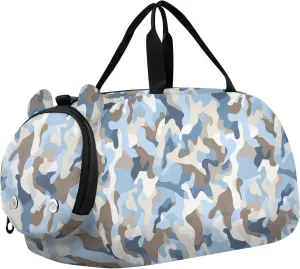 Camouflage Baby Blue Kids Cute Gym Bag with Shoes Compartment Lightweight Travel Duffel Bag for School Practice, Sports, Travel bolsos deportivos para mujer