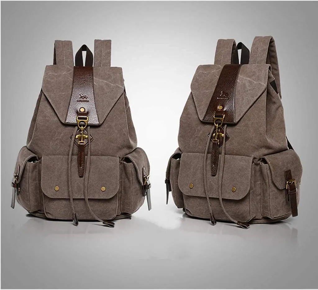 Canvas Backpacks, Laptop Backpack Women Men School Bag Rucksack Unisex Daypacks for Outdoor Sports Traveling Hiking Large Bookbag (Coffee)
