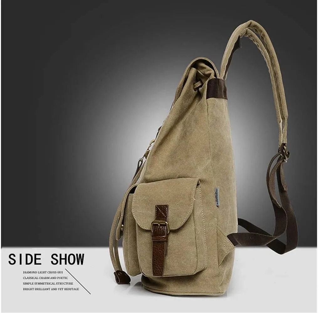 Canvas Backpacks, Laptop Backpack Women Men School Bag Rucksack Unisex Daypacks for Outdoor Sports Traveling Hiking Large Bookbag (Coffee)