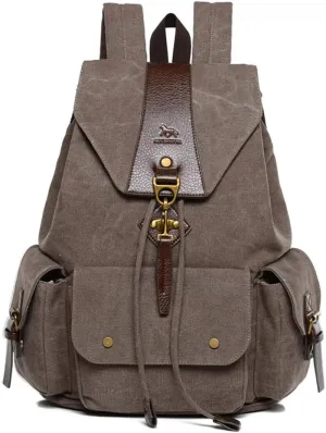 Canvas Backpacks, Laptop Backpack Women Men School Bag Rucksack Unisex Daypacks for Outdoor Sports Traveling Hiking Large Bookbag (Coffee)
