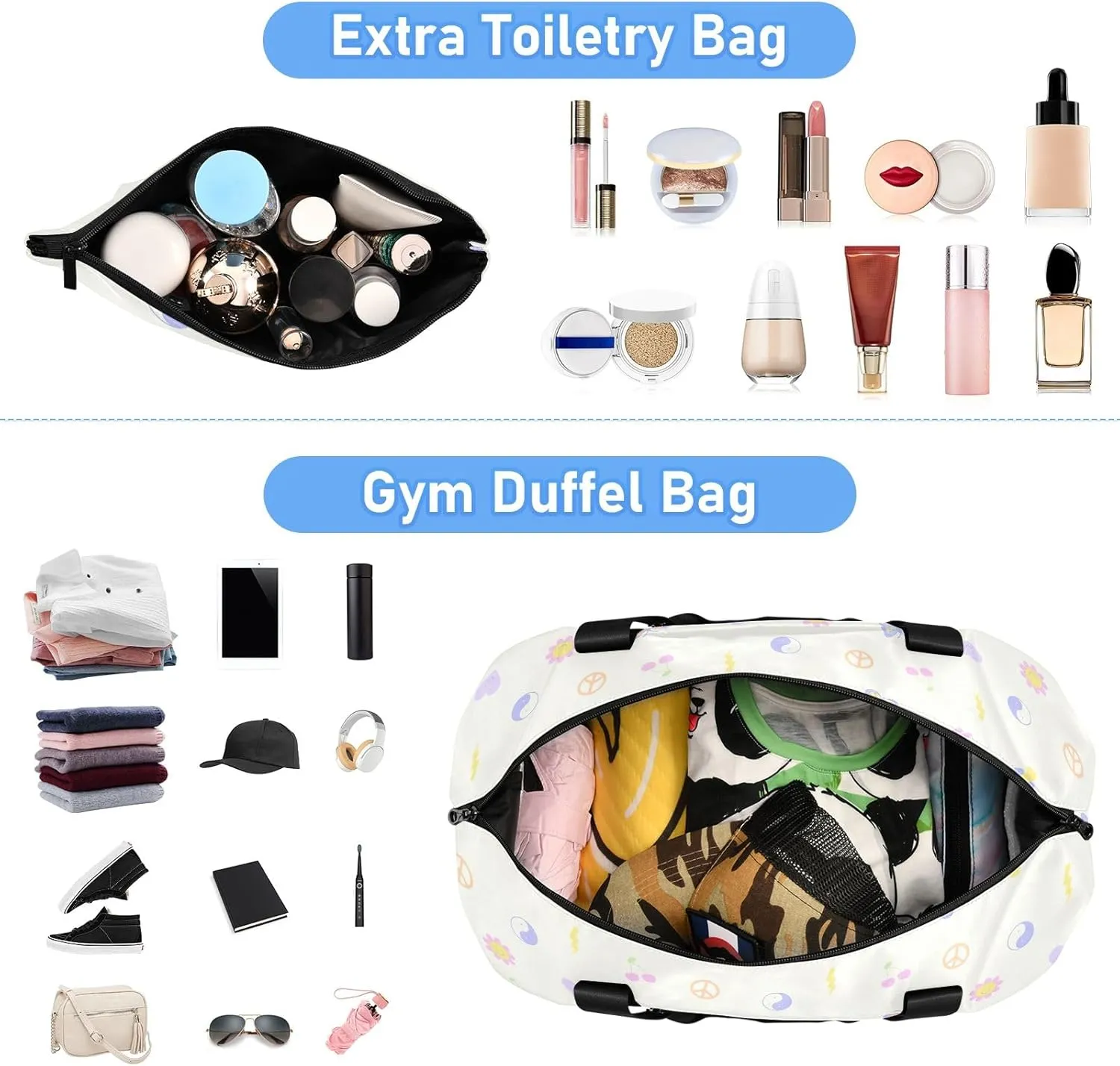 Cartoon Small Fresh Pattern Mens Travel Luggage Waterproof Gym Bags Men, under the Seat Carry on Bag with Wet Pocket and Shoes Compartment