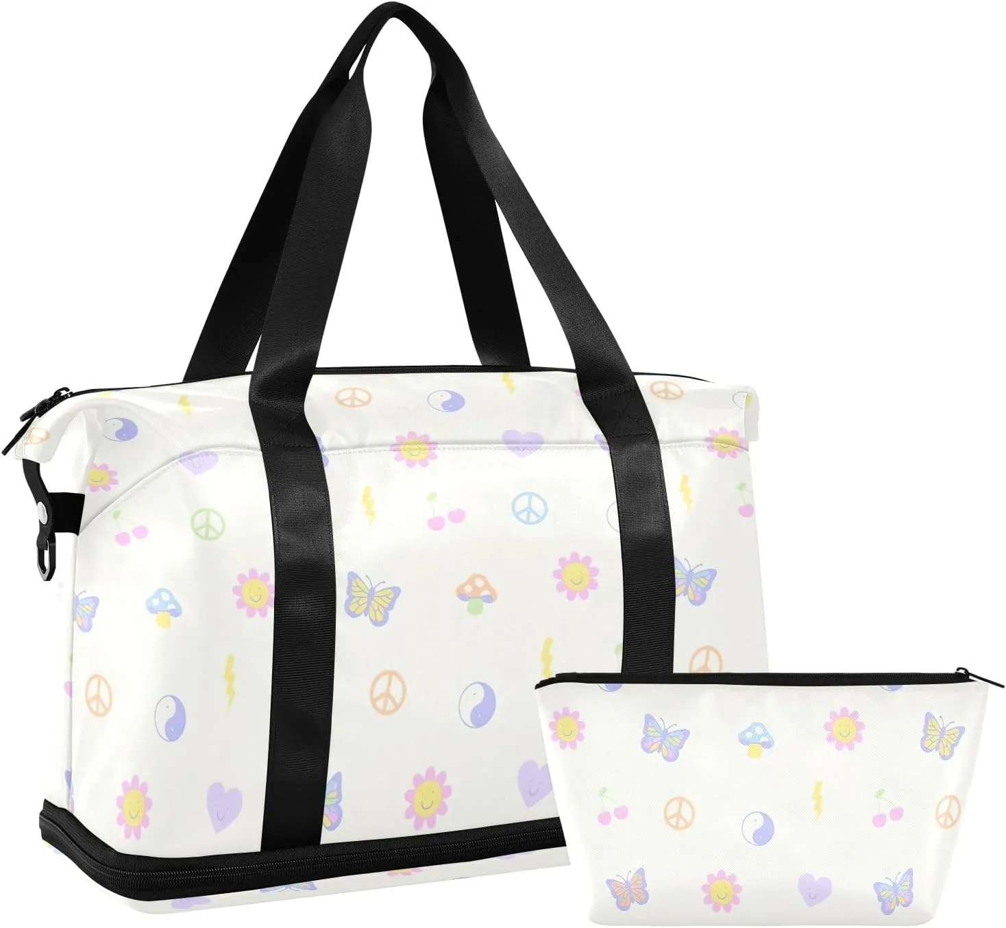 Cartoon Small Fresh Pattern Mens Travel Luggage Waterproof Gym Bags Men, under the Seat Carry on Bag with Wet Pocket and Shoes Compartment