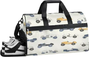 Cartoons Car Resistant Sports Gym Bag for Women Men Travel Duffel bag with Wet Pocket & Shoes Compartment Waterproof Weekender Bag 19.7"x9.9"x13"