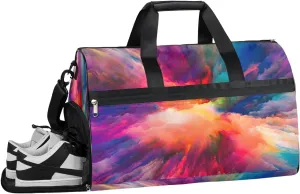 Color Powder Resistant Sports Gym Bag for Women Men Travel Duffel bag with Wet Pocket & Shoes Compartment Waterproof Weekender Bag 19.7"x9.9"x13"