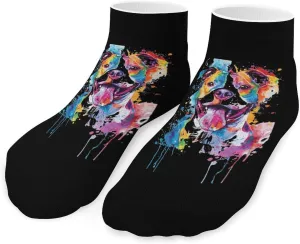 Colorful Pit-Bull Terrier Dog Printed Ankle Socks No Show Sock Low-Cut Athletic Socks for Men Women 1 Pair