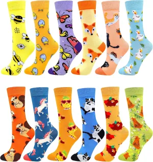 Colorful Socks for women Fun Funny Funky Animal Marvel Pattern Sock Calf Pack, Premium Cotton, Size 6-11