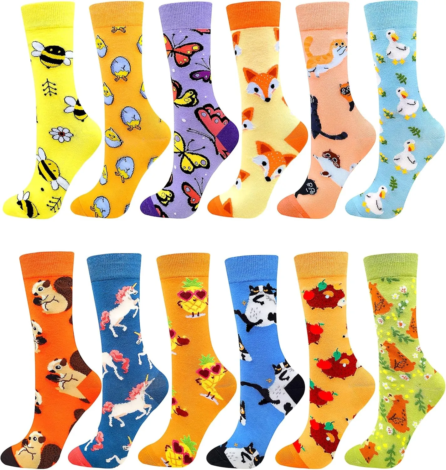 Colorful Socks for women Fun Funny Funky Animal Marvel Pattern Sock Calf Pack, Premium Cotton, Size 6-11