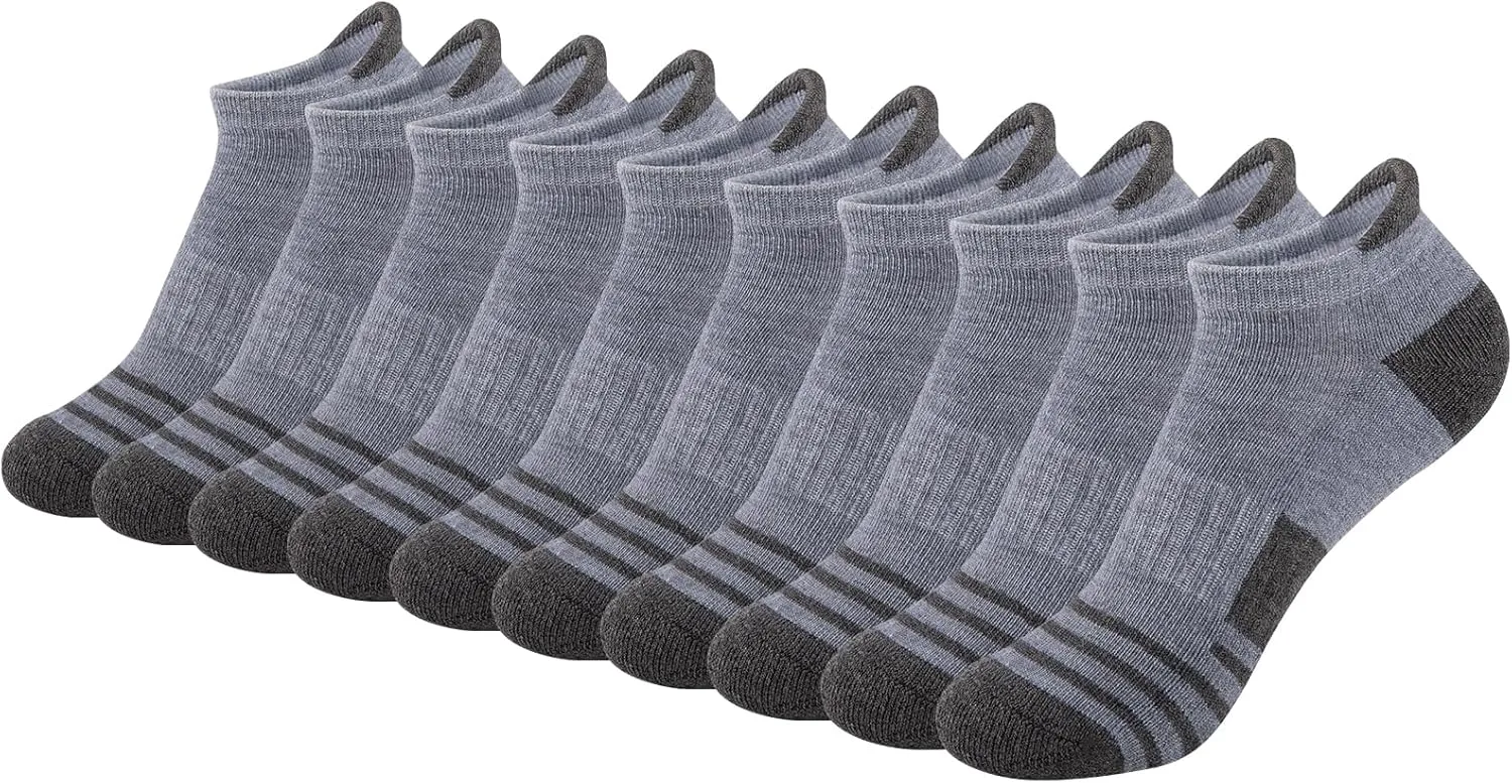 Comfoex 10 Pairs Boys Socks Ankle Athletic Socks For Boys 4-7 7-10 10-12 Years Old With Cushioned Sole