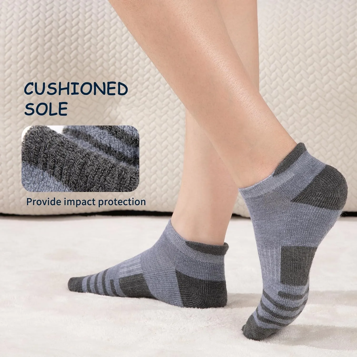 Comfoex 10 Pairs Boys Socks Ankle Athletic Socks For Boys 4-7 7-10 10-12 Years Old With Cushioned Sole