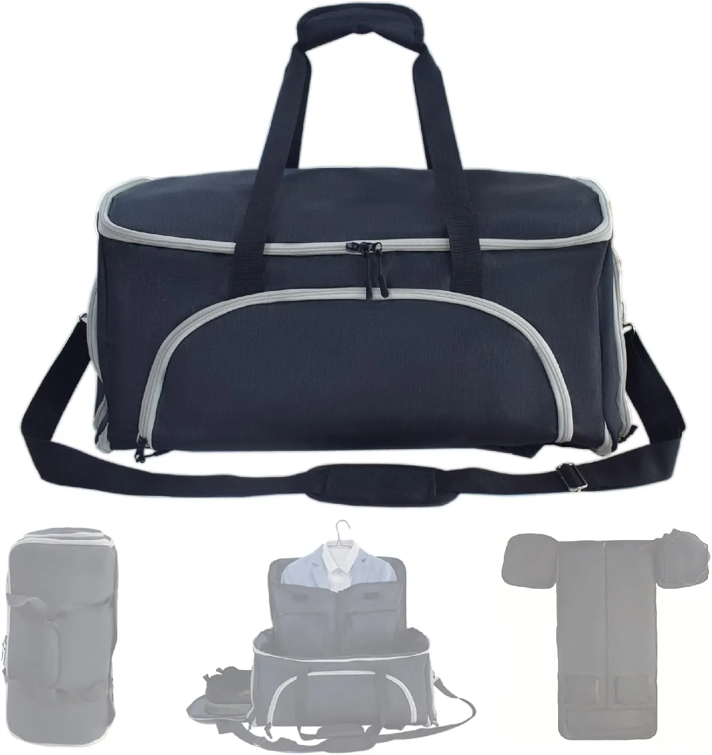 Convertible Duffle Garment Bag, Garment Duffle Bags for Travel, 4 in 1 Garment Bag with Shoulder Strap, Carry on Garment Duffel Bag for Men, Foldable Duffel Suit Bag for Business, Black