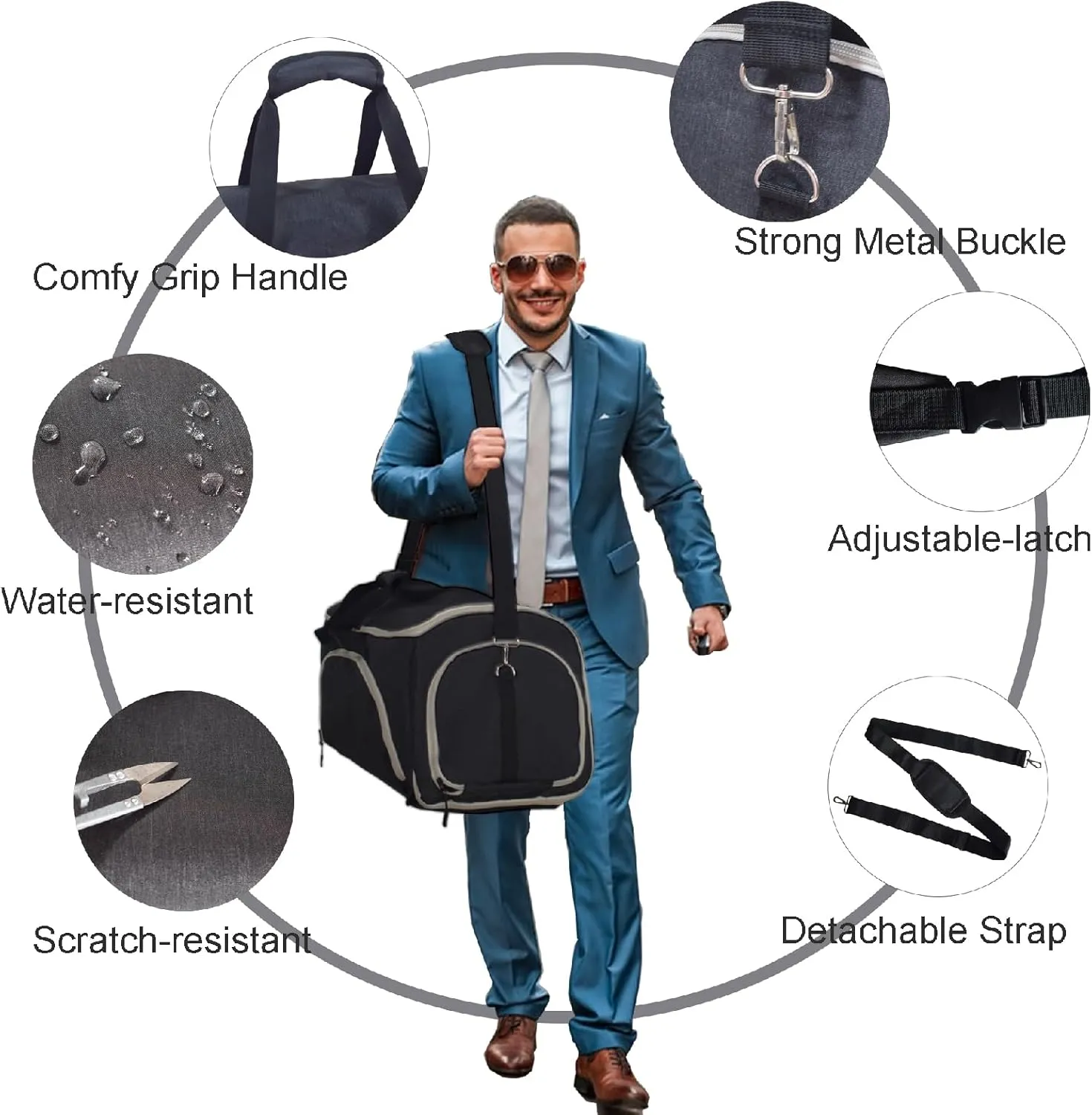 Convertible Duffle Garment Bag, Garment Duffle Bags for Travel, 4 in 1 Garment Bag with Shoulder Strap, Carry on Garment Duffel Bag for Men, Foldable Duffel Suit Bag for Business, Black