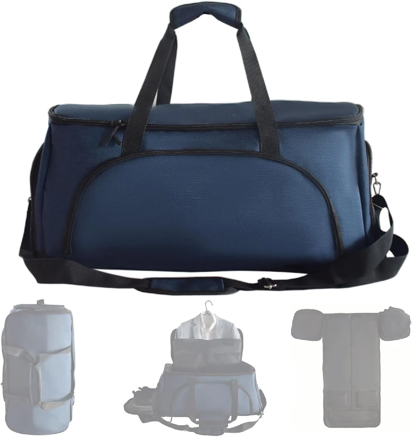 Convertible Duffle Garment Bag, Garment Duffle Bags for Travel, 4 in 1 Garment Bag with Shoulder Strap, Carry on Garment Duffel Bag for Men, Foldable Duffel Suit Bag for Business, Dark Blue