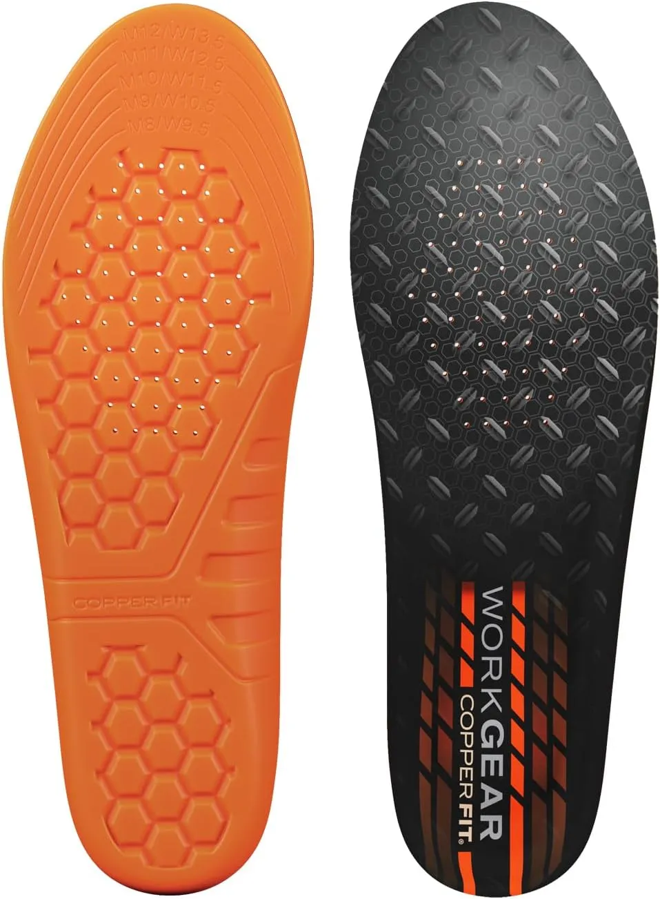 COPPER FIT PRO Grade Work Insoles – Anti-Shock, Anti-Fatigue Orthopedic Cushion with Contoured Arch – for Work Boots and Shoes – Men’s 8 – 13 – 1 Pair (1 Pair)