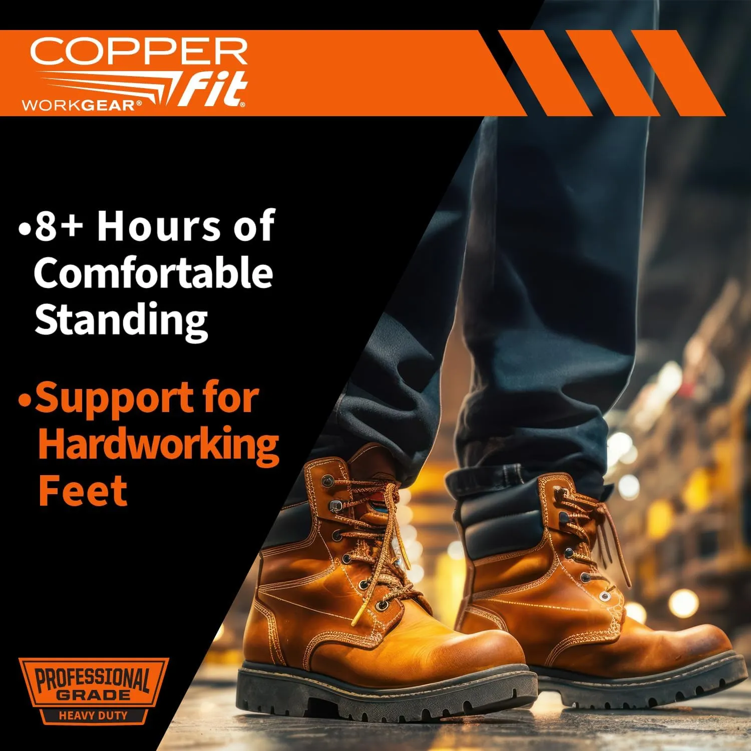 COPPER FIT PRO Grade Work Insoles – Anti-Shock, Anti-Fatigue Orthopedic Cushion with Contoured Arch – for Work Boots and Shoes – Men’s 8 – 13 – 1 Pair (1 Pair)