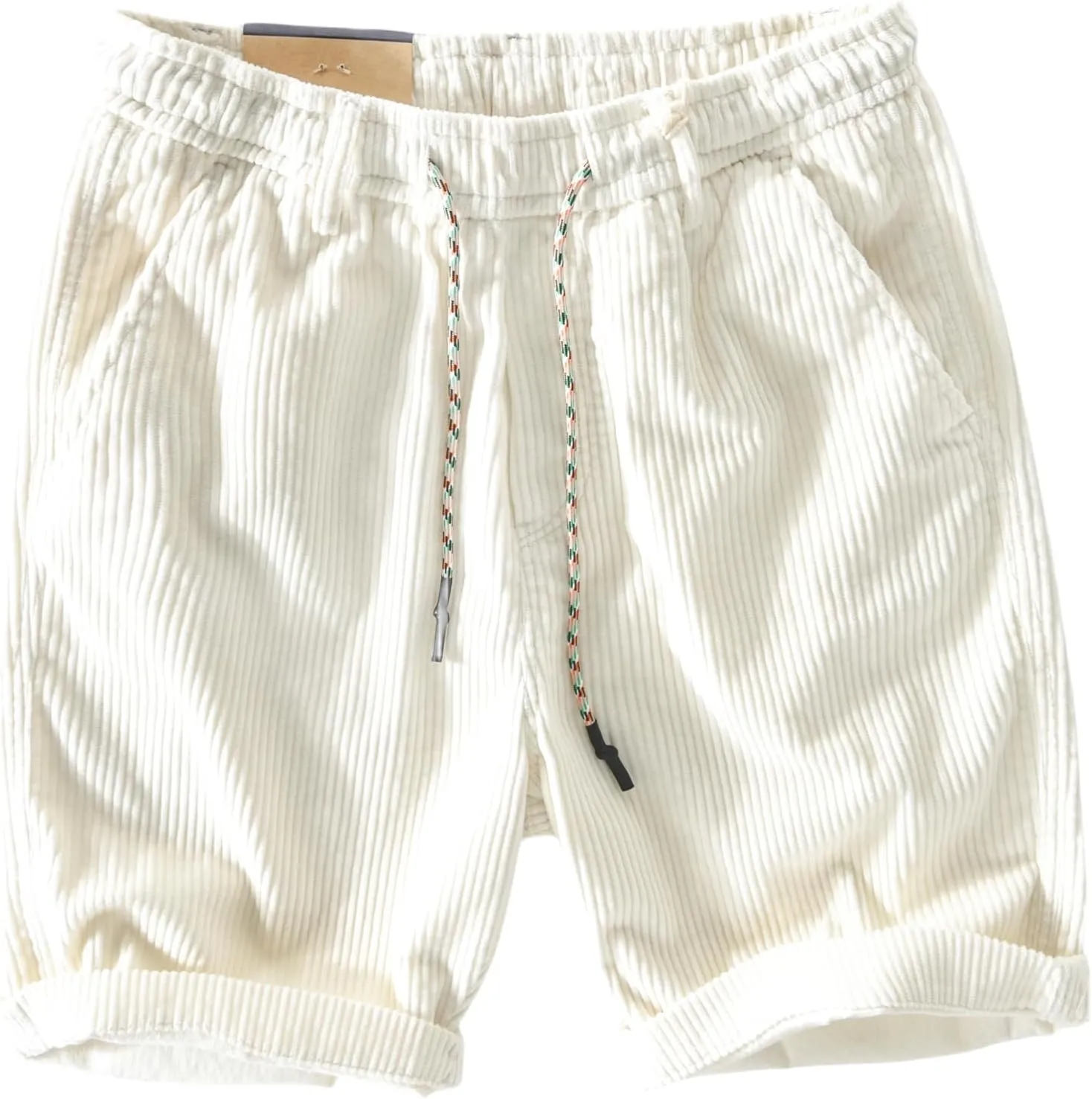 Corduroy Shorts Men with Pockets Mens Corduroy Shorts Drawstring Elastic Waist for Spring Summer Beach Casual Shorts