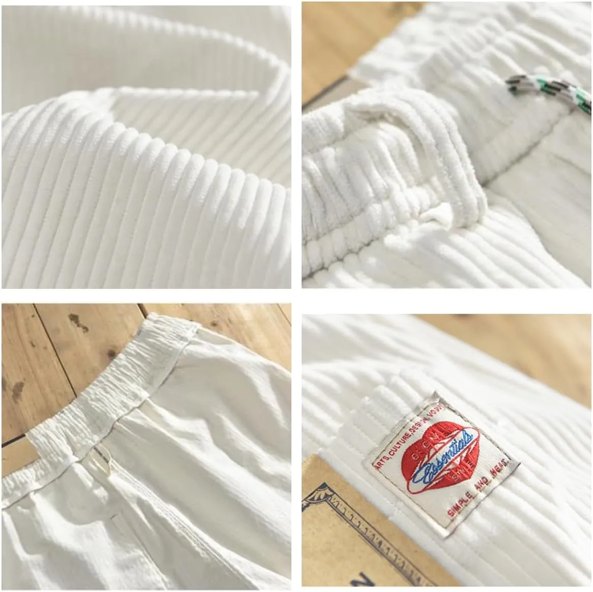 Corduroy Shorts Men with Pockets Mens Corduroy Shorts Drawstring Elastic Waist for Spring Summer Beach Casual Shorts