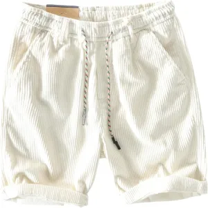 Corduroy Shorts Men with Pockets Mens Corduroy Shorts Drawstring Elastic Waist for Spring Summer Beach Casual Shorts