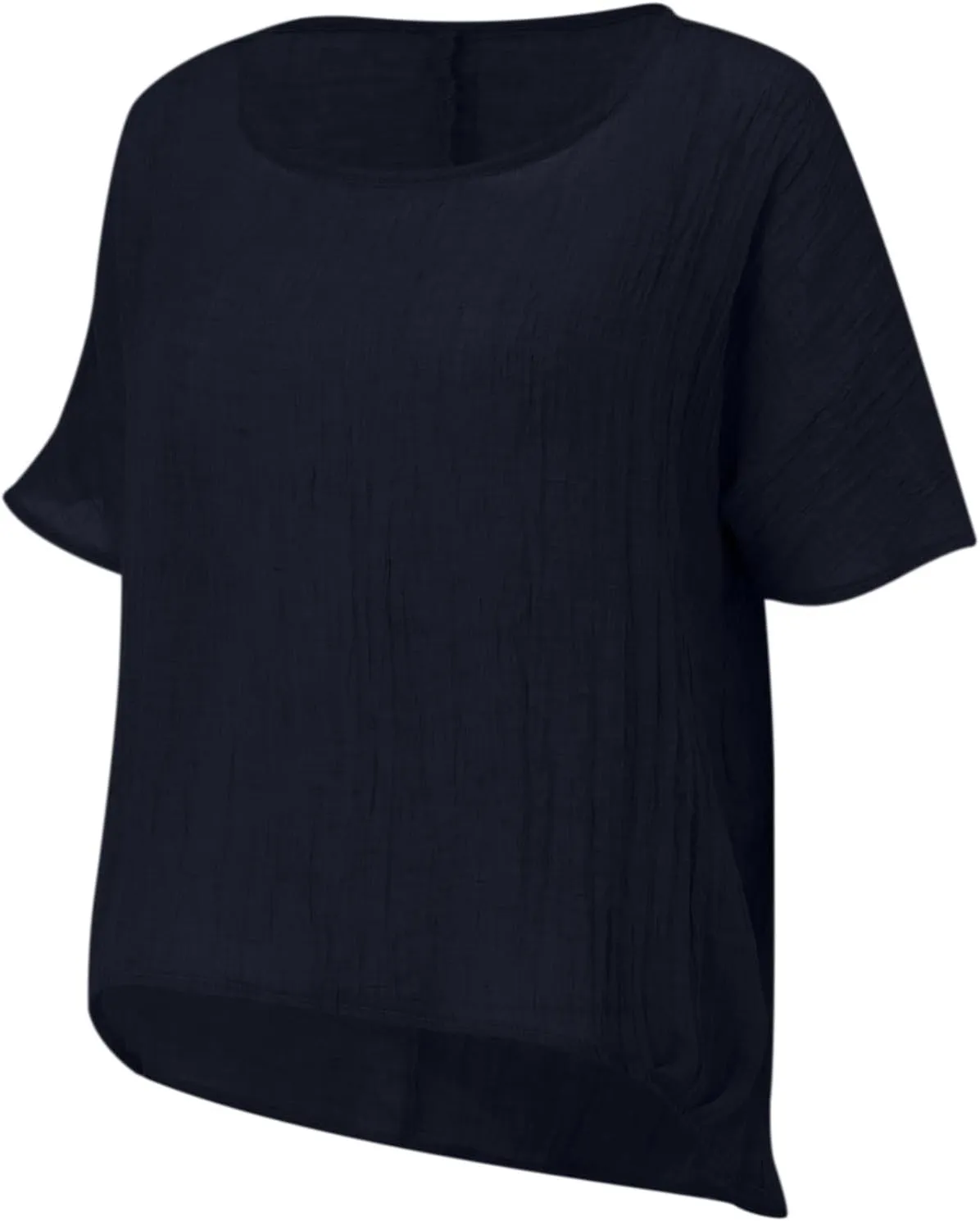 Cotton Gauze Tops for Women Loose Fit Flowy Beach Shirts Trendy Oversize High Low Tops Summer Vacation Comfy Blouses