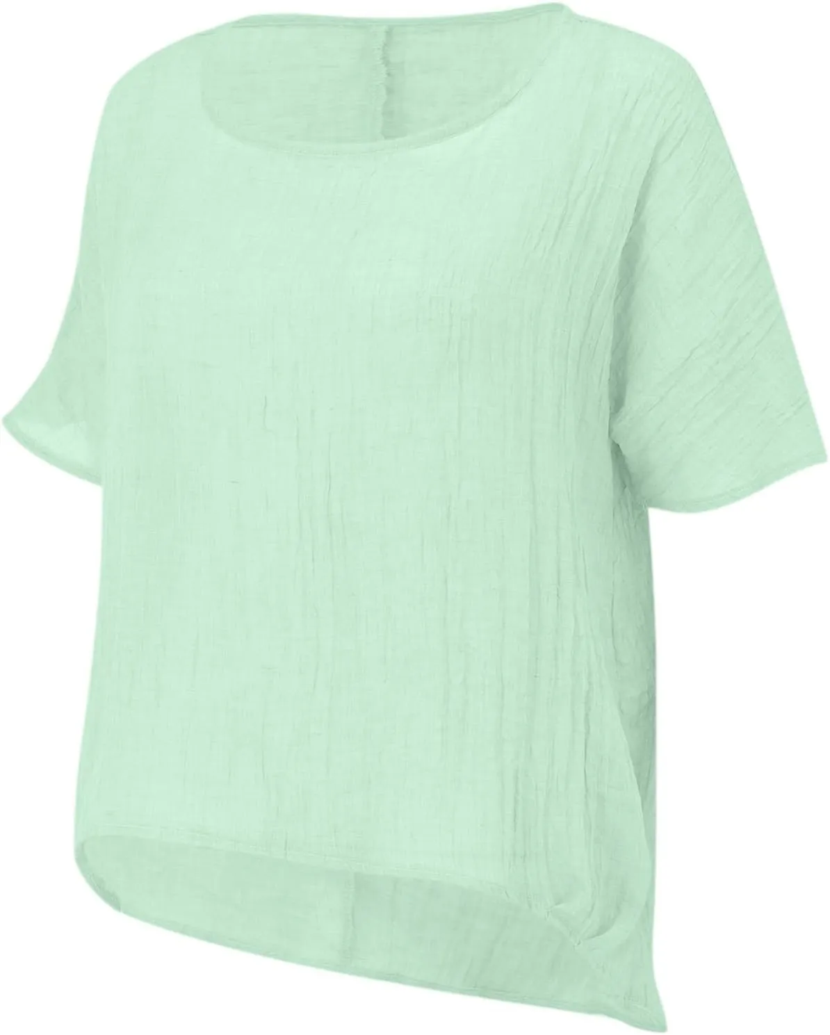 Cotton Gauze Tops for Women Loose Fit Flowy Beach Shirts Trendy Oversize High Low Tops Summer Vacation Comfy Blouses