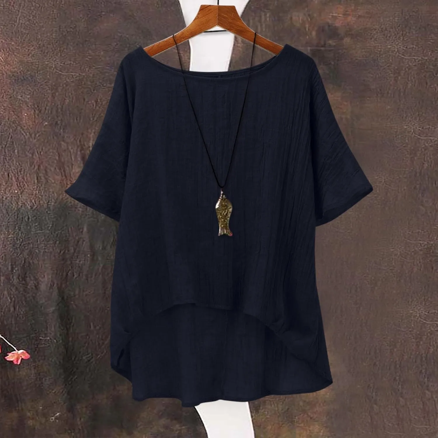 Cotton Gauze Tops for Women Loose Fit Flowy Beach Shirts Trendy Oversize High Low Tops Summer Vacation Comfy Blouses