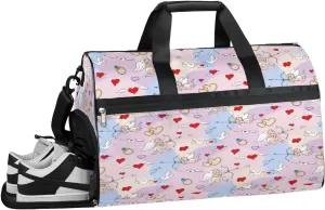 Cupid Heart Resistant Sports Gym Bag for Women Men Travel Duffel bag with Wet Pocket & Shoes Compartment Waterproof Weekender Bag 19.7"x9.9"x13"