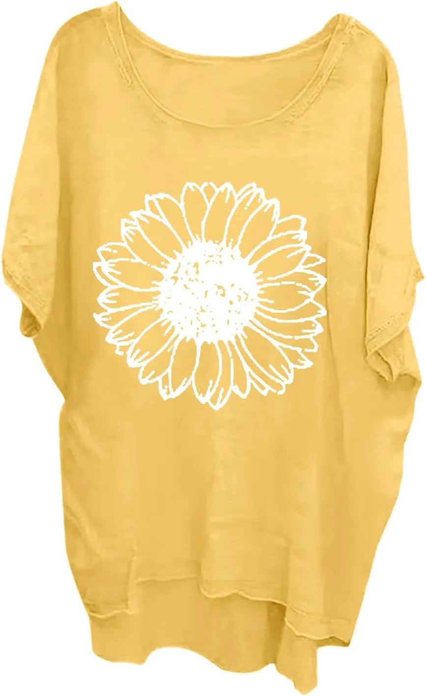 DDAPJ pyju Oversized Tshirts for Women Graphic Tees High Low Tops Loose Fit Short Sleeve Shirts Casual Summer Crewneck Blouse